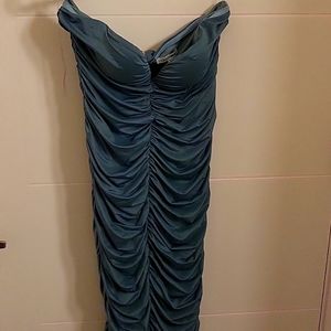 Fashion nova  teal  strapless mermaid dress